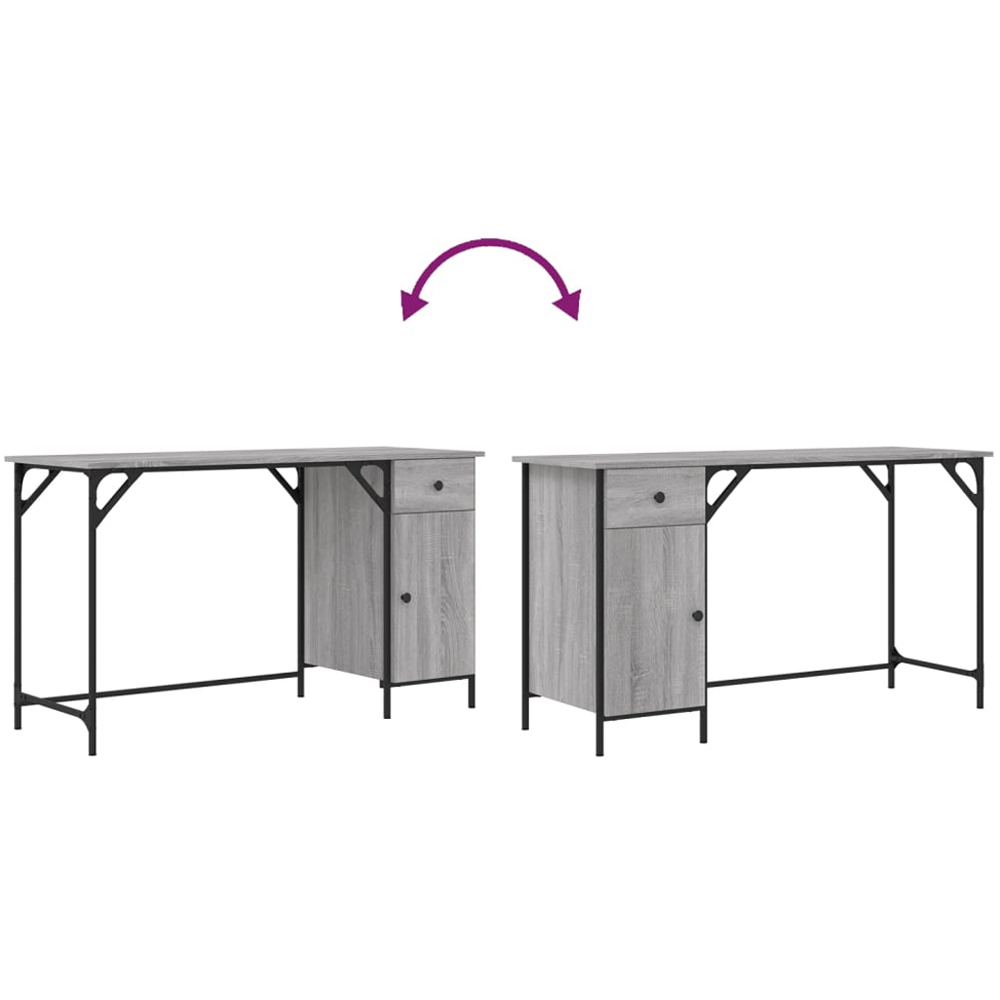vidaXL Single Door Single Drawer Computer Desk Grey Sonoma Image 9