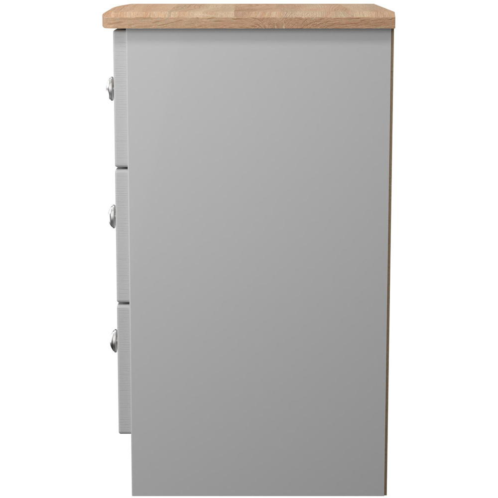 Crowndale Sussex 3 Drawer Grey Ash and Bardolino Oak Bedside Cabinet Ready Assembled Image 4