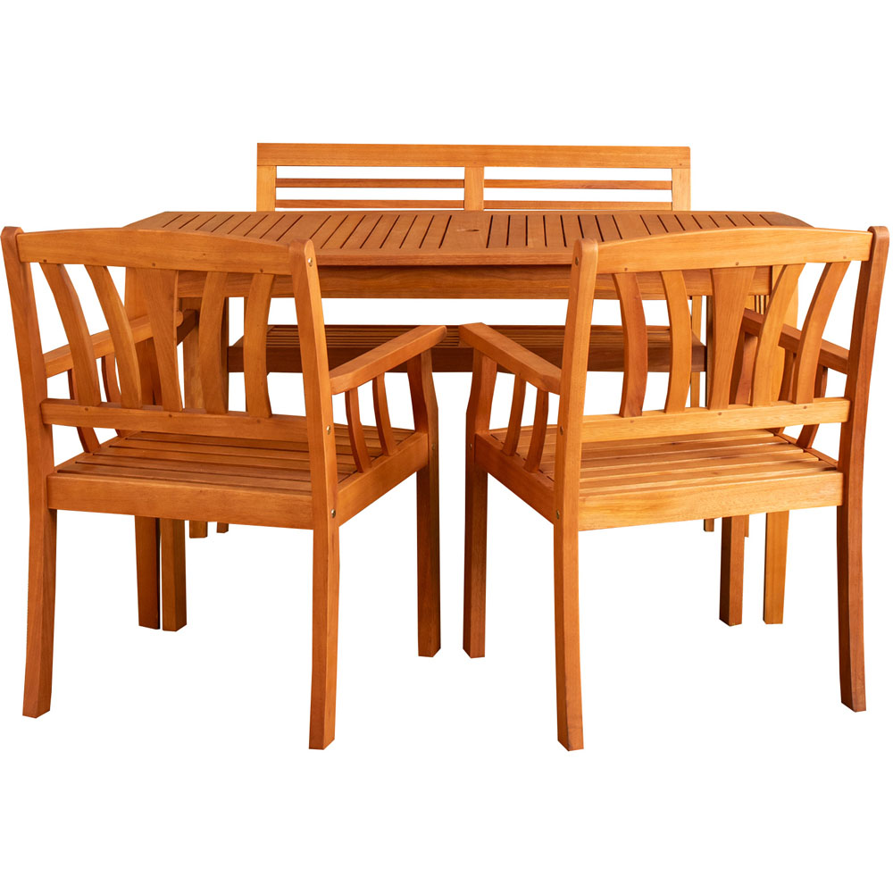 Samuel Alexander 4 Seater Wooden Garden Dining Bench Set Image 2