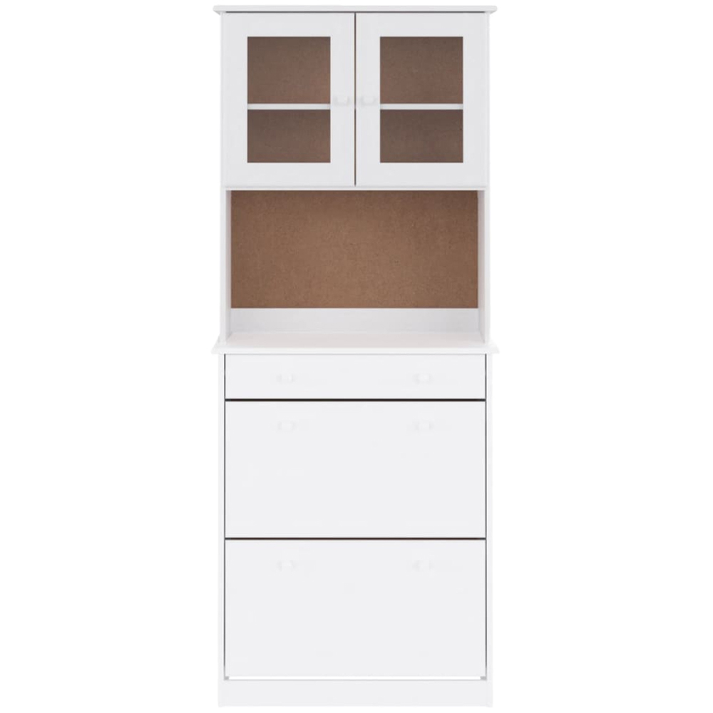 vidaXL 4 Door Single Drawer 3 Shelf Solid Pine Wood Highboard 2 Piece Image 3