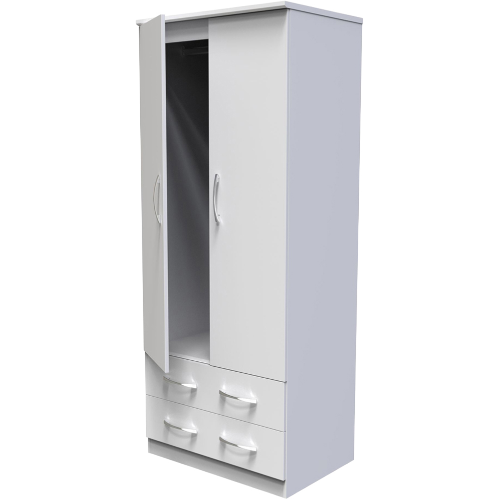 Crowndale Avon 2 Door 2 Drawer White Matt Wardrobe Ready Assembled Image 4