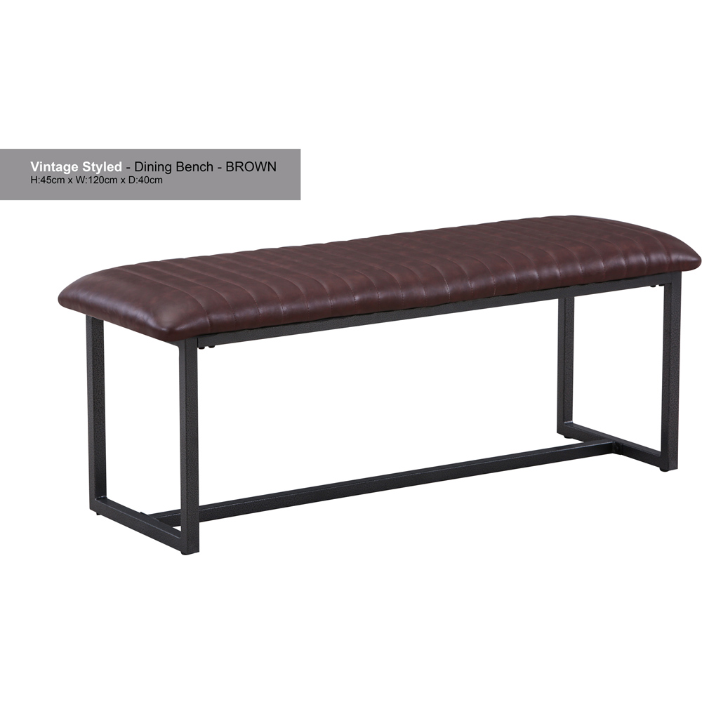 Baumhaus Vintage 2 Seater Brown Leather Dining Bench Image 2