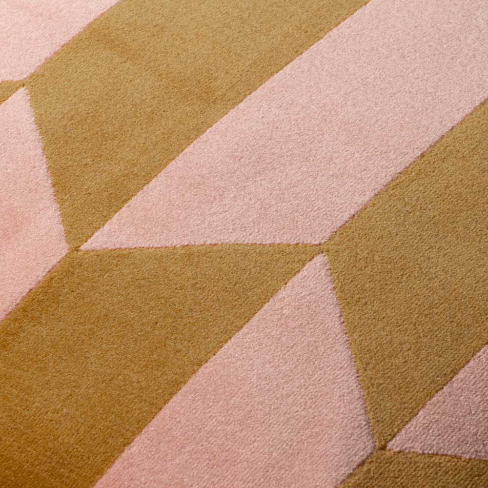 furn. Kalho Pink and Ochre Velvet Jacquard Cushion Image 4