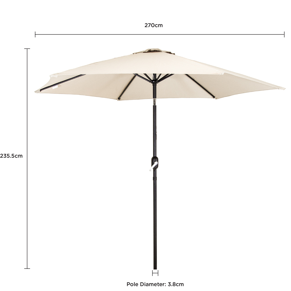 Charles Bentley Cream Metal Crank and Tilt Parasol 2.7m Image 9