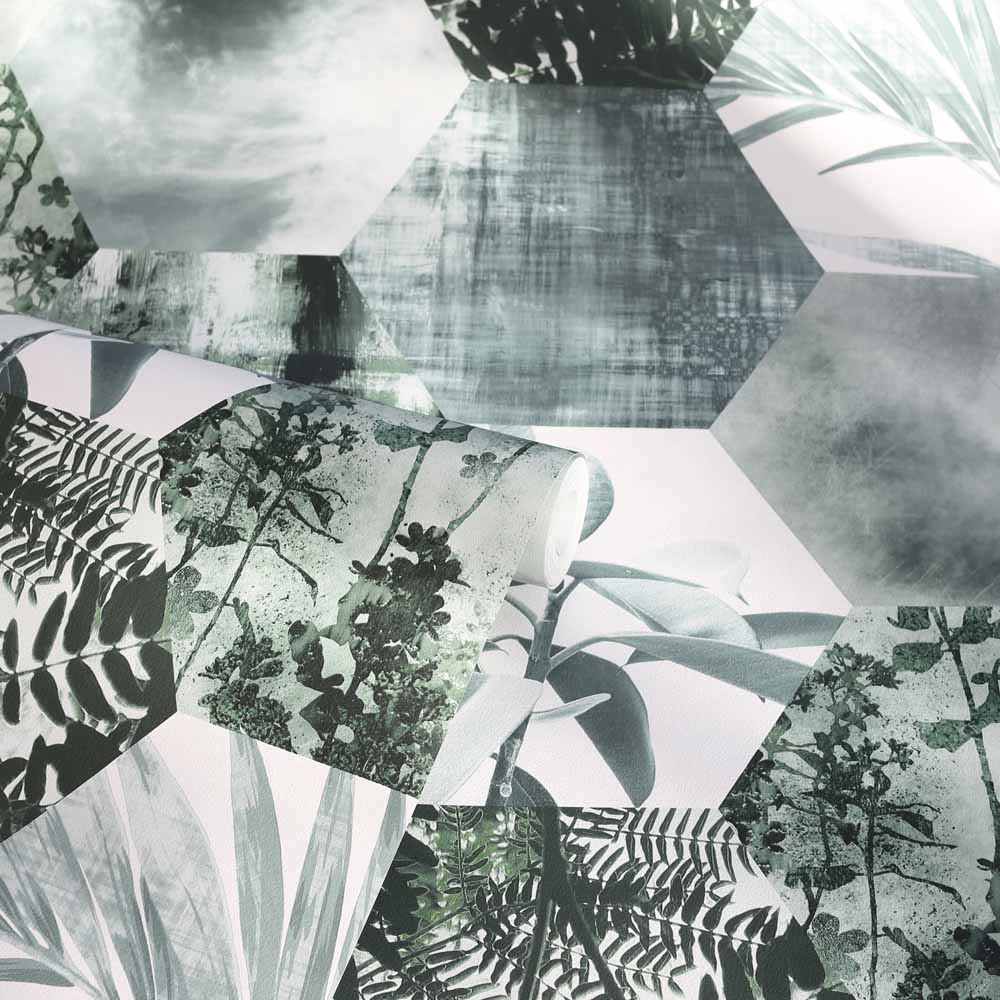 Arthouse Foliage Hex Green Wallpaper Wilko