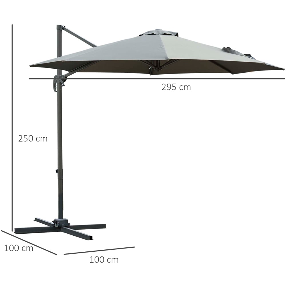 Outsunny Dark Grey Roma Parasol with Cross Base 3m Image 7