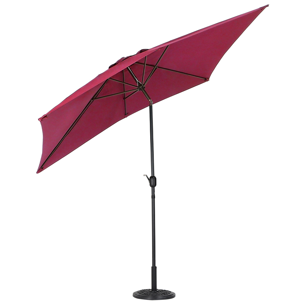 Living and Home Red Square Crank Tilt Parasol with Floral Round Base 3m Image 1