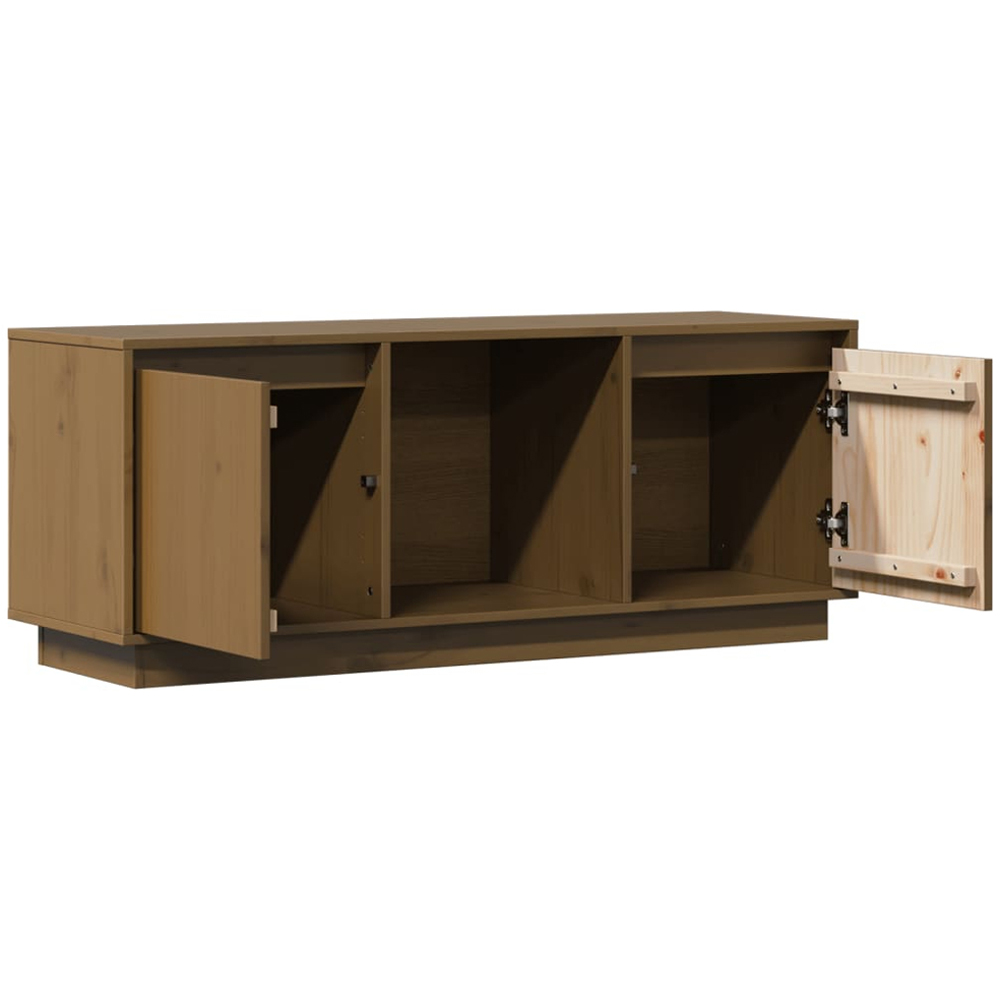 vidaXL 2 Door Single Shelf Honey Brown Solid Pine Wood TV Cabinet Image 6