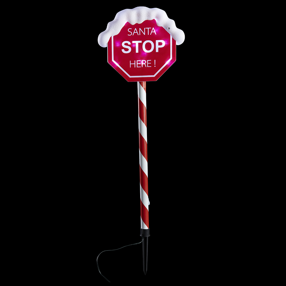 Wilko Battery Operated LED Santa Stop Here Sign Image 1