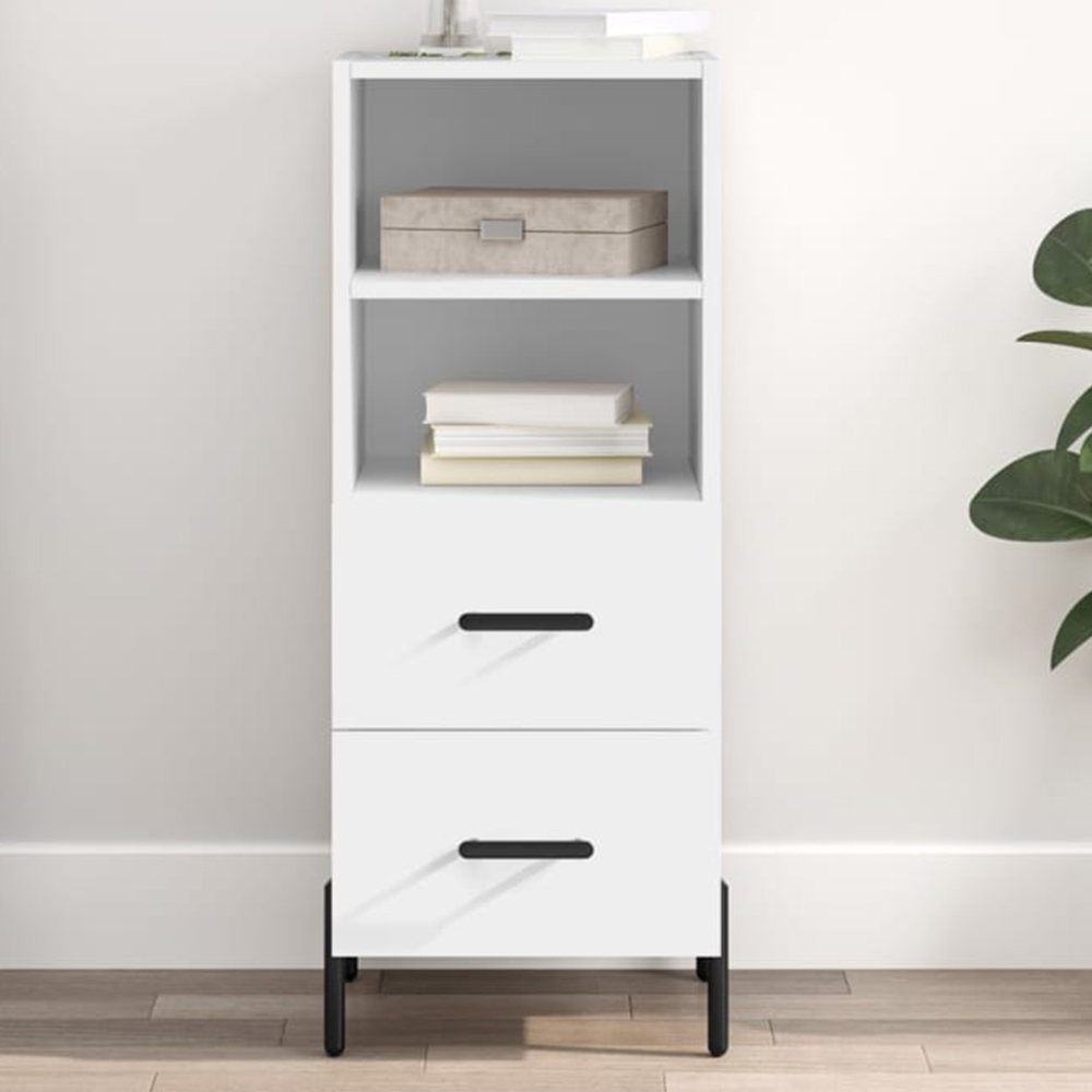 vidaXL 2 Drawer 2 Shelf White Sideboard Image 1