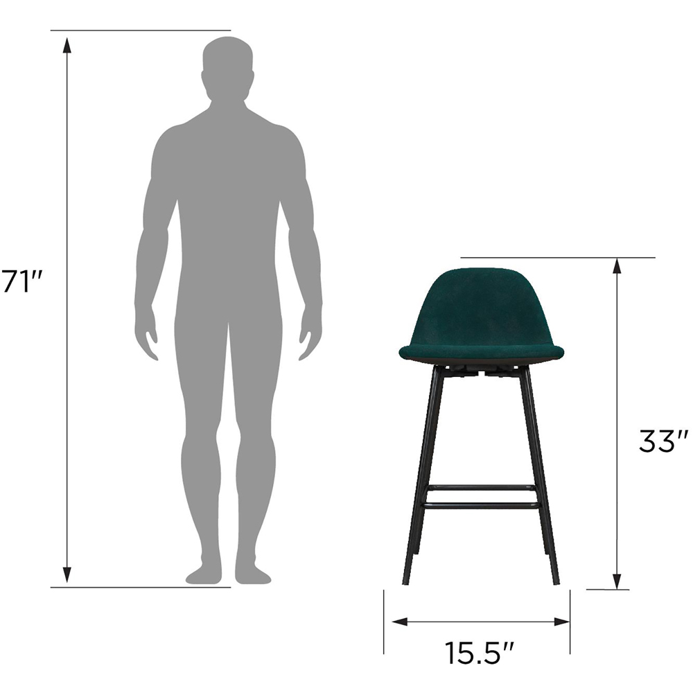 Dorel Calvin Green Upholstered Counter Stool Image 9