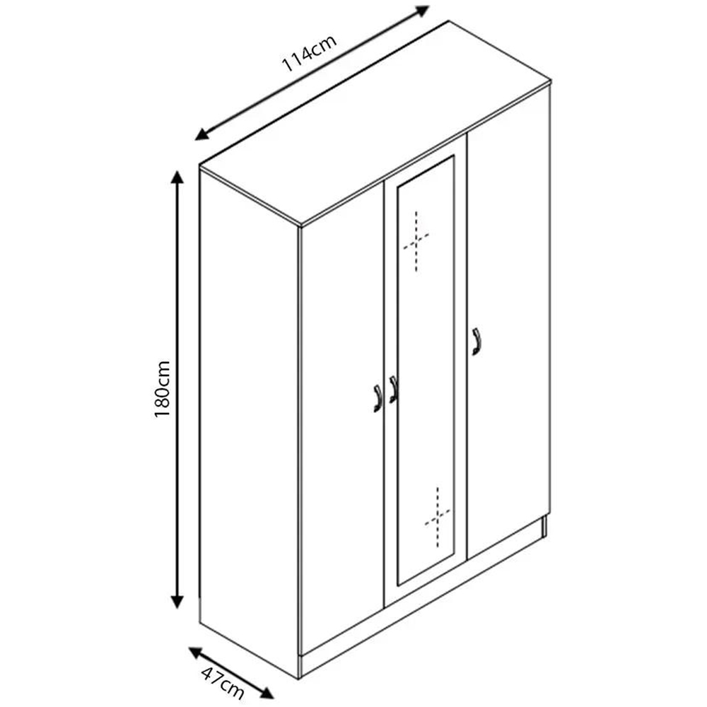 FWStyle 3 Door White Gloss Wardrobe with Mirror Door Image 6