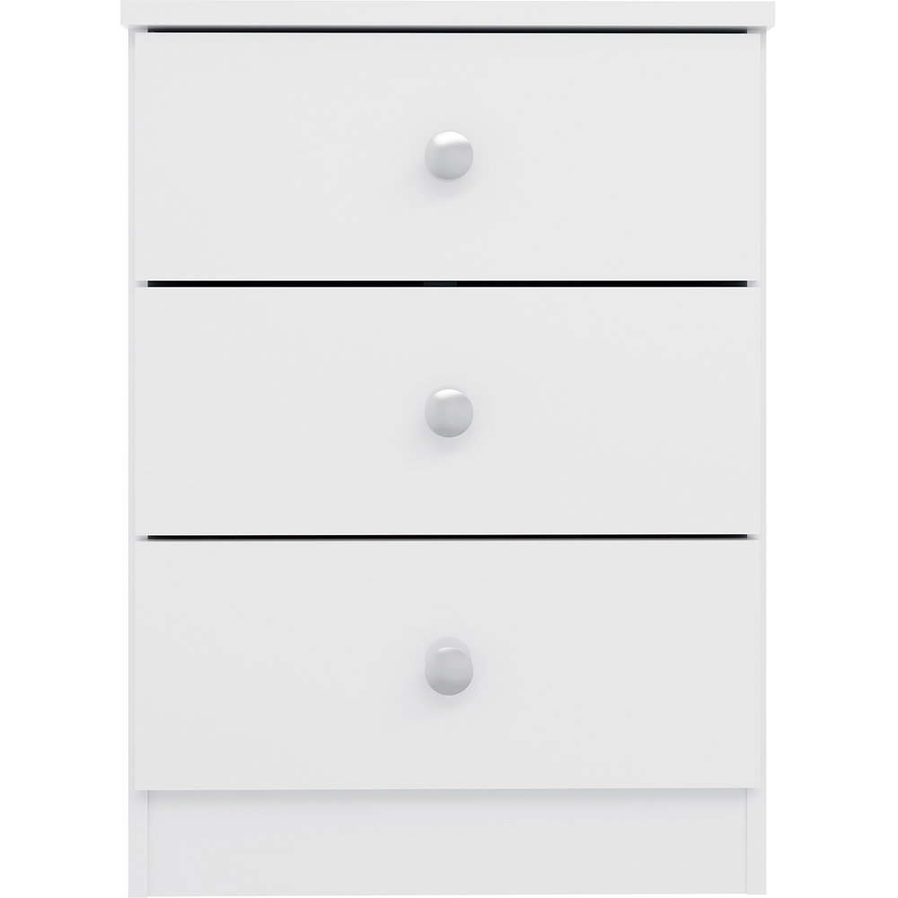 Seconique Denver 3 Drawer White Gloss Bedside Table Image 3