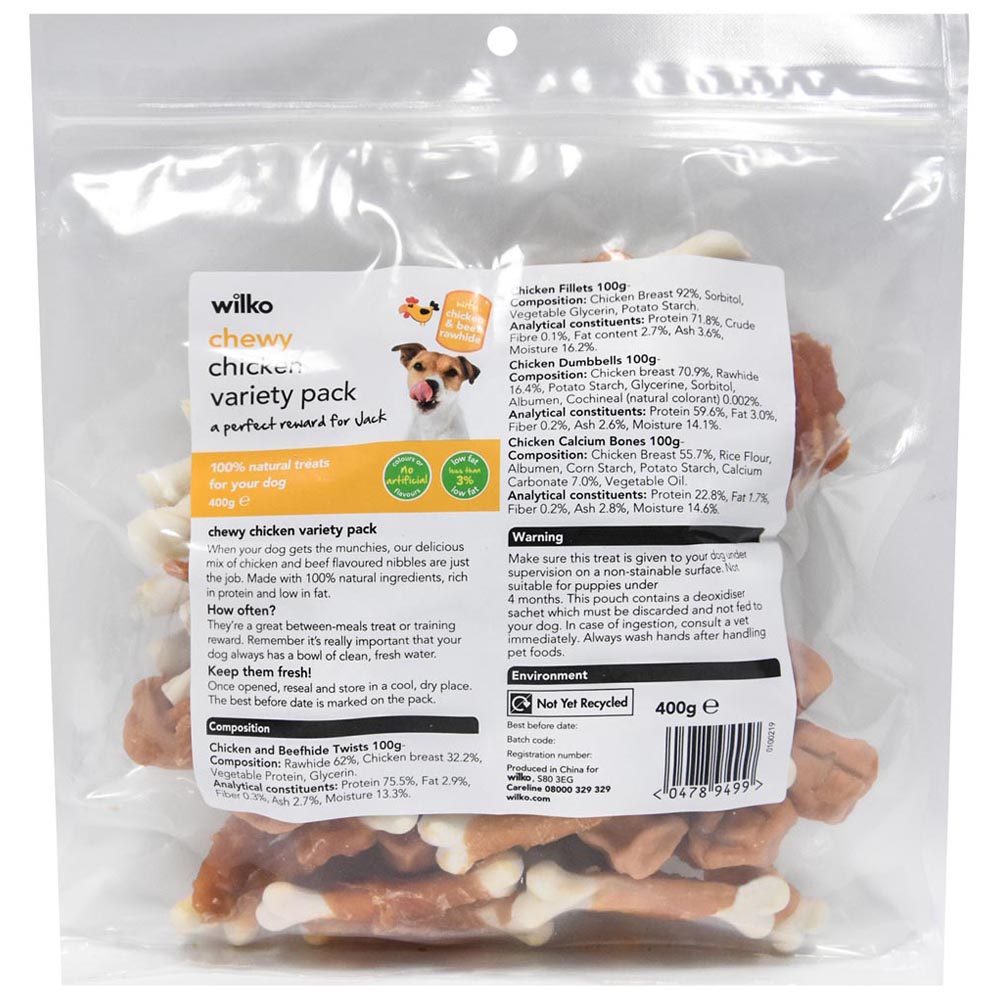 Wilko Chicken Dog Treat Variety Pack 400g Image 1