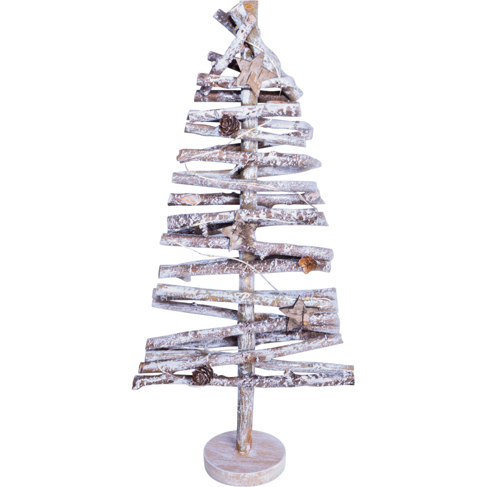 St Helens 44cm White Light Up Birch Wood Christmas Tree Image 1
