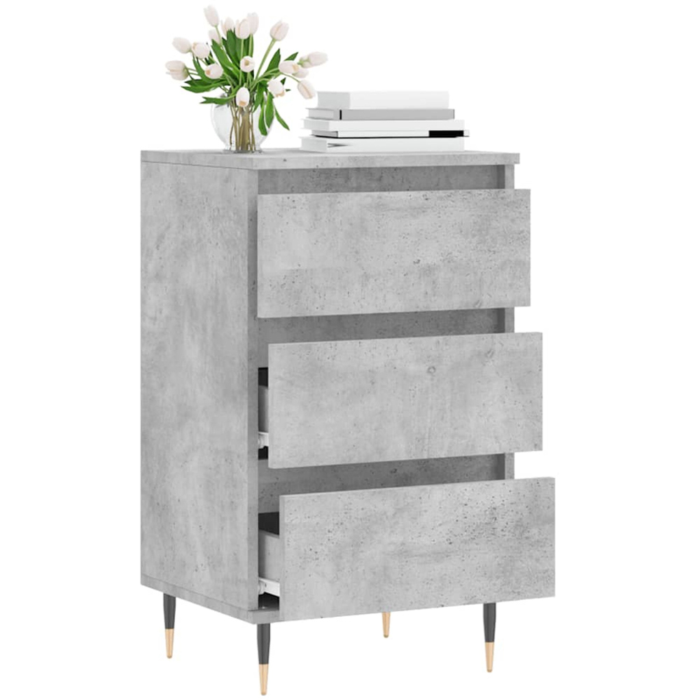 vidaXL 3 Drawer Concrete Grey Sideboard Image 4