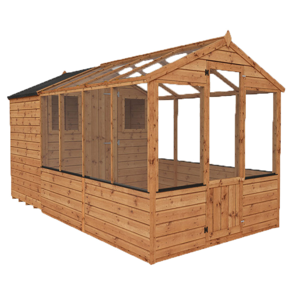 Mercia Wooden 12 x 6ft Traditional Apex Greenhouse Combi Shed Image 1