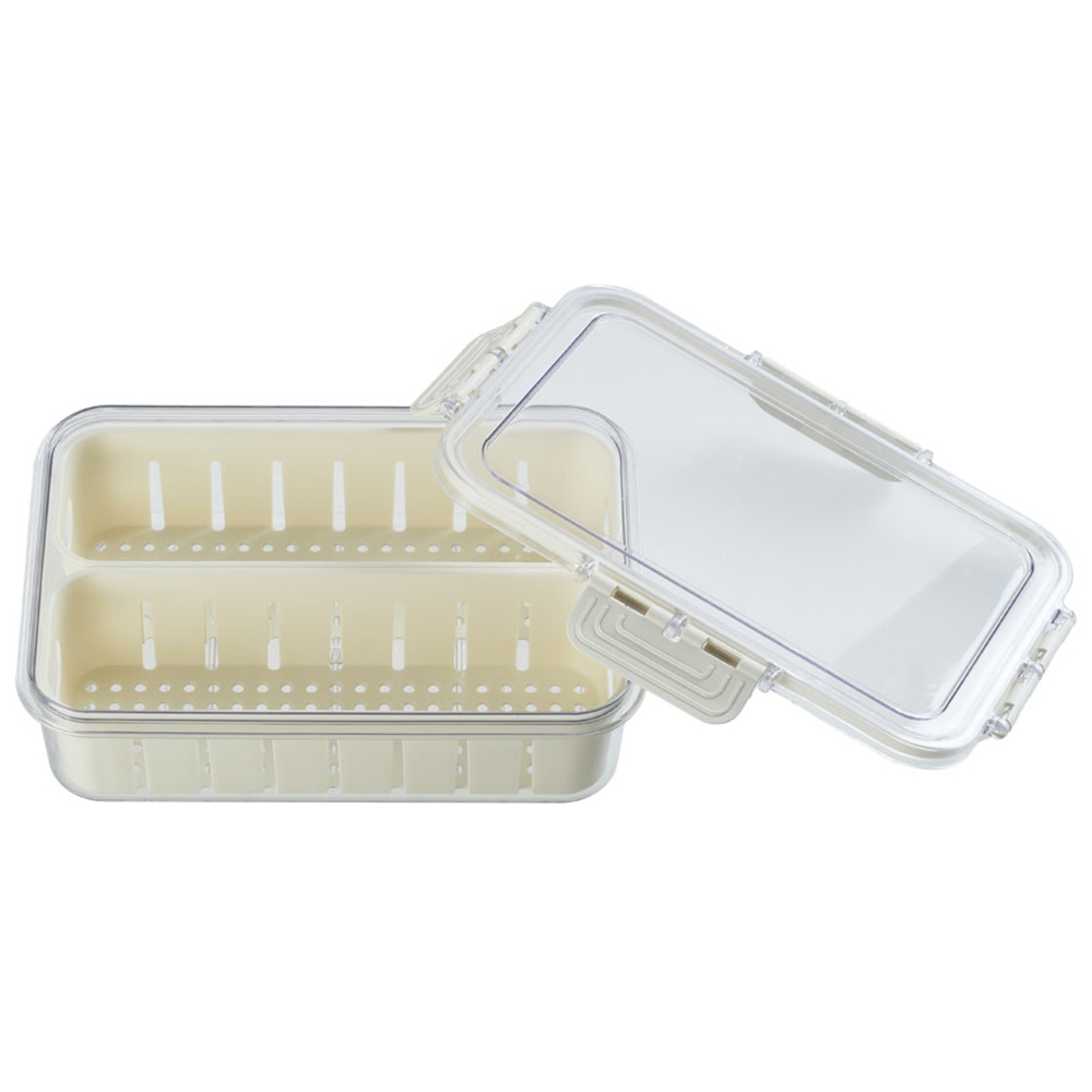H&O Direct 2 Compartments Fridge Food Storage Container Bin with Lid Image 3