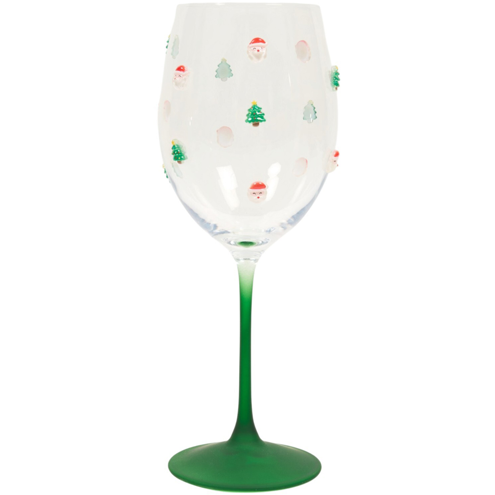 Tree and Santa Icon Wine Glass Image 2