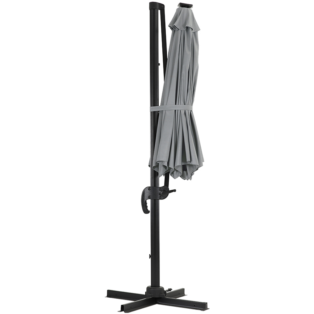 Living and Home Light Grey LED Rotatable Cantilever Parasol with HDPE Base 3m Image 4