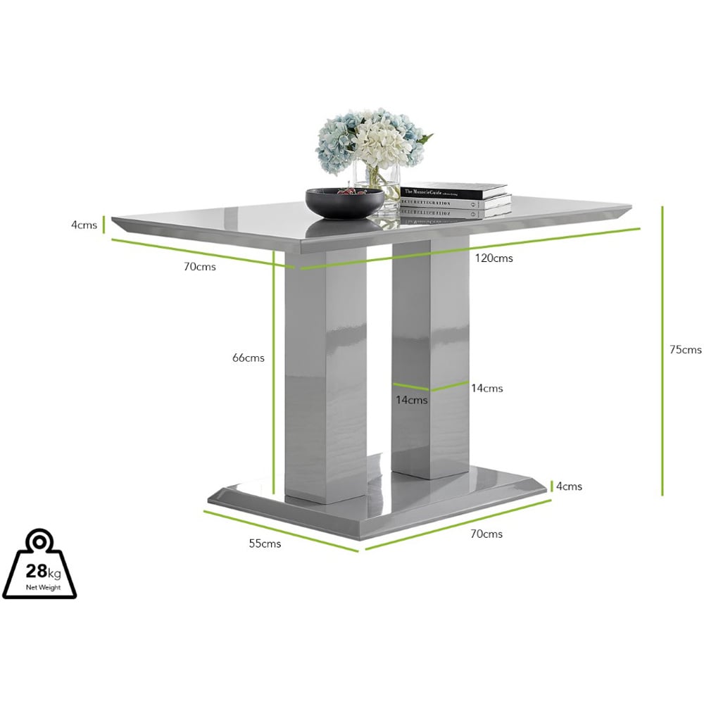Furniturebox Molini Fontana 4 Seater Dining Set Grey Gloss White and Chrome Image 9