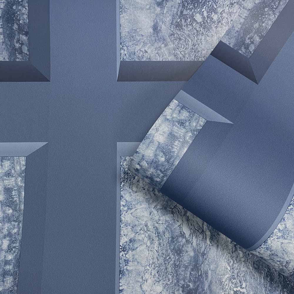 Muriva Eterna Marble Panel Blue Wallpaper Image 2