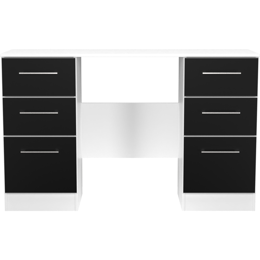 Crowndale Worcester 6 Drawer Matt Black and White Kneehole Desk Ready Assembled Image 2