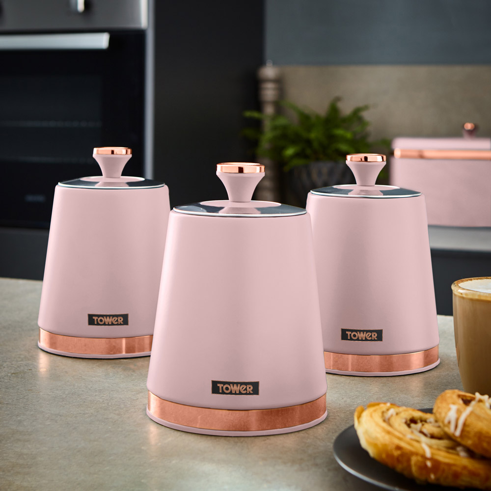 Tower 3 Piece Cavaletto Pink Canister Set Image 6