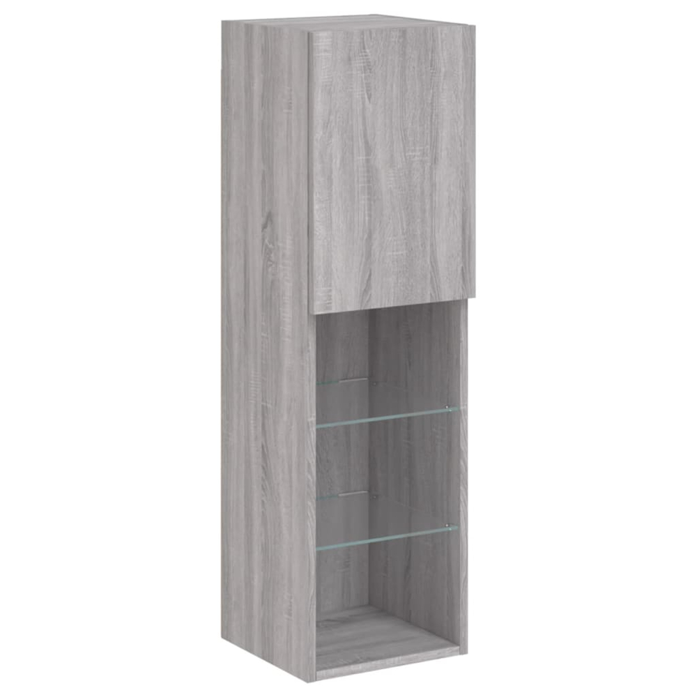 vidaXL Single Door 3 Shelf Grey Sonoma TV Cabinet with LED Lights Image 7