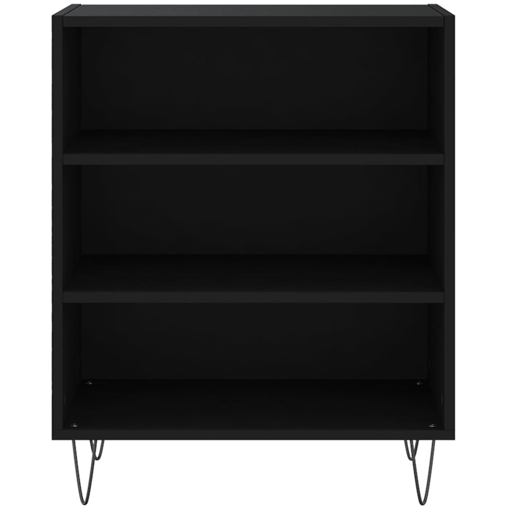 vidaXL 3 Shelf Black Wooden Sideboard with Metal Legs Image 4
