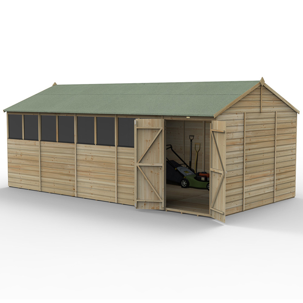 Forest Garden Beckwood 20 x 10ft Double Door 8 Windows Shiplap Reverse Apex Shed Image 3