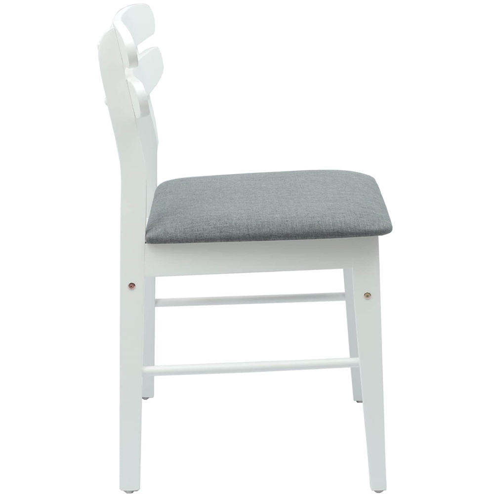 vidaXL Set of 2 White and Grey Rubberwood Rectilinear Vintage Dining Chairs Image 6