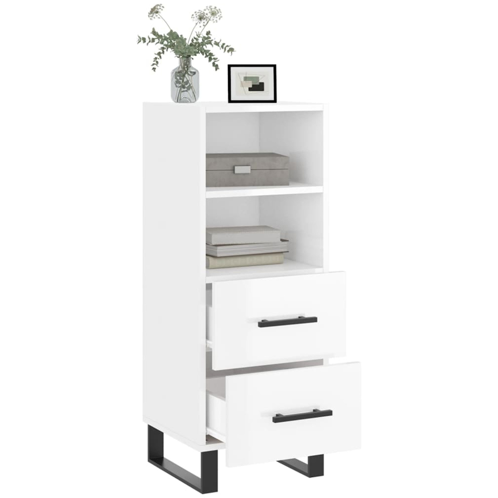 vidaXL 2 Drawer 2 Shelf White Sideboard Image 4