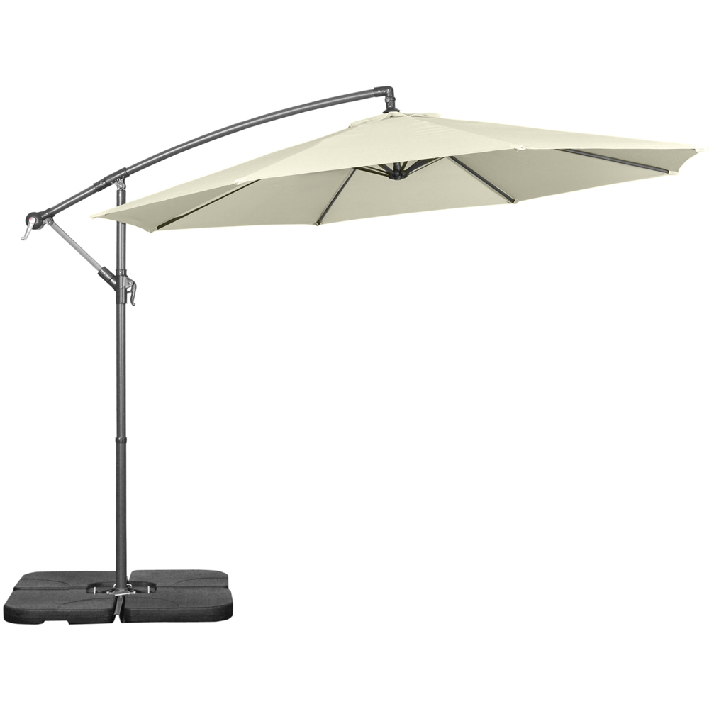 Outsunny Beige Crank Handle Cantilever Banana Parasol with Cross Base 3m Image 1
