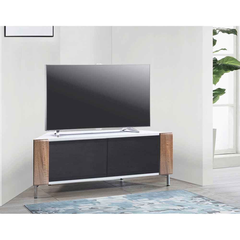 MDA Designs Corvus 2 Door White and Walnut TV Cabinet Image 7