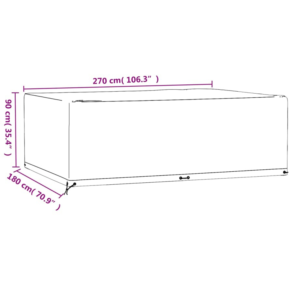 Walplus Rectangular Garden Furniture Cover with 12 Eyelets 90 x 180 x 270cm Image 9