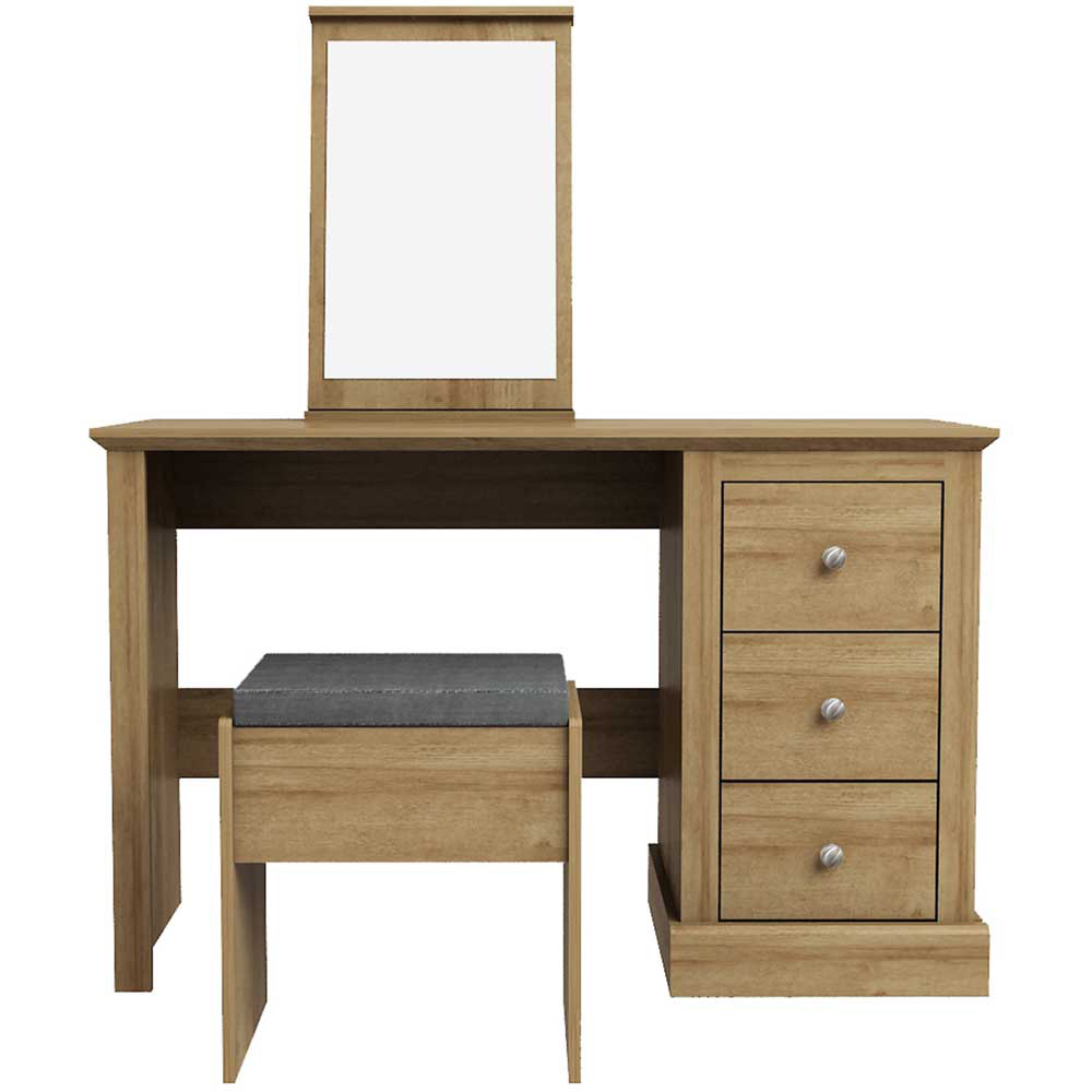 LPD Furniture Devon 3 Drawer Oak Dressing Table Set Image 2