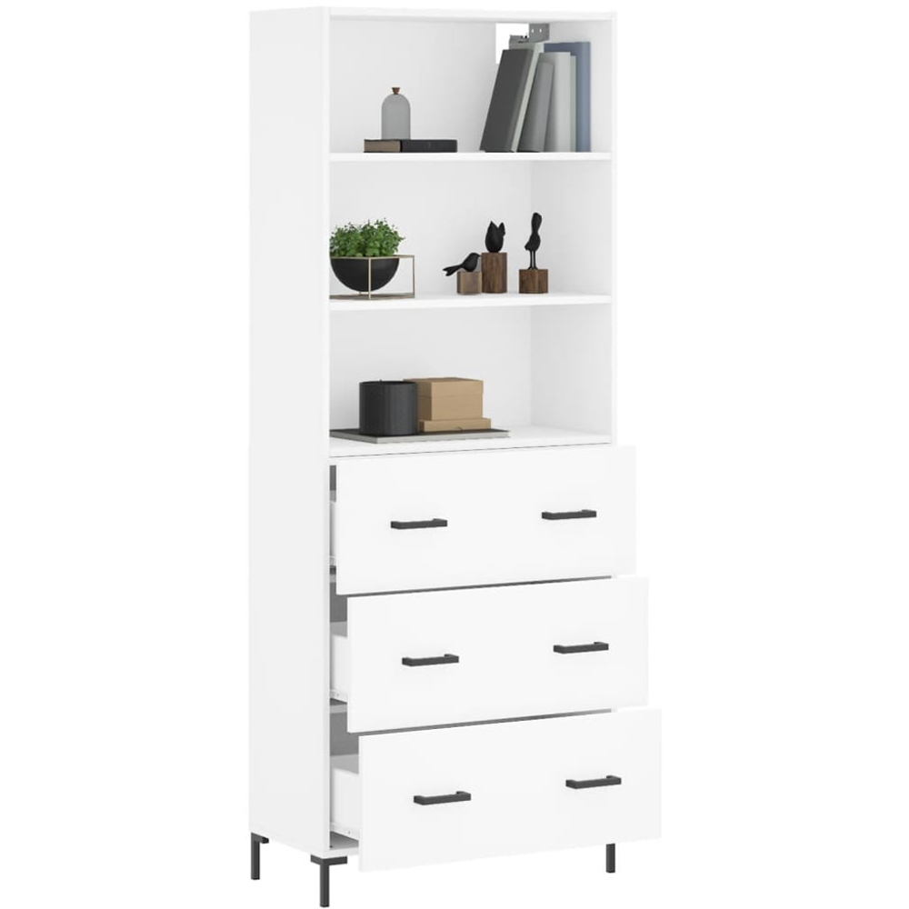 vidaXL 3 Drawer 3 Shelf White Highboard Image 3