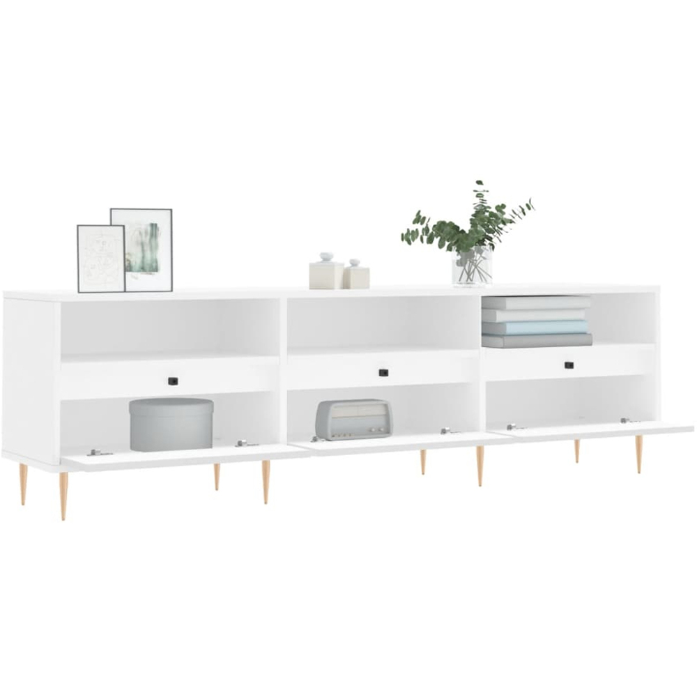 vidaXL 3 Drawer 3 Shelf White TV Cabinet Image 4