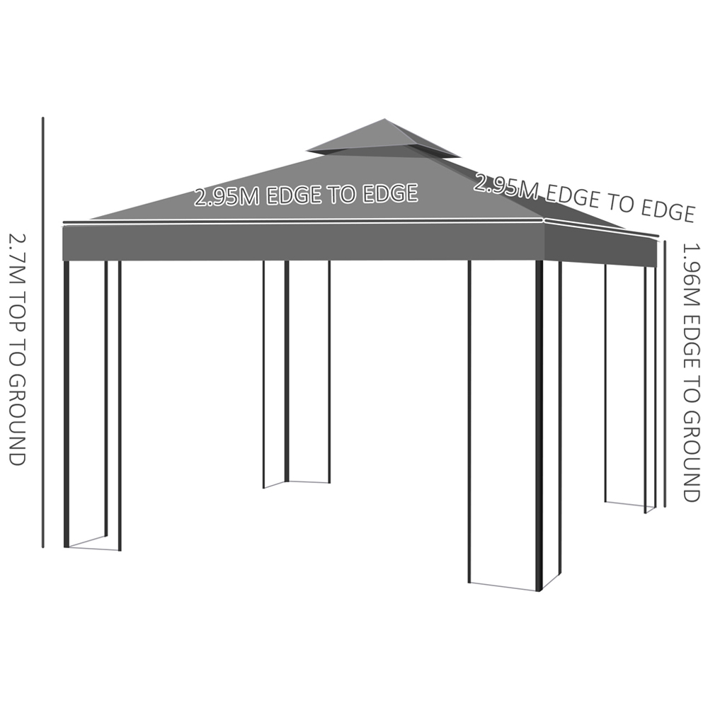 Outsunny 3 x 3m Sunshade Grey Canopy Gazebo Tent Image 8