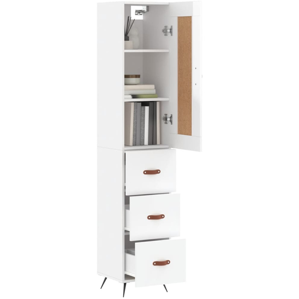vidaXL Single Door 3 Drawer White High Gloss Highboard Image 3
