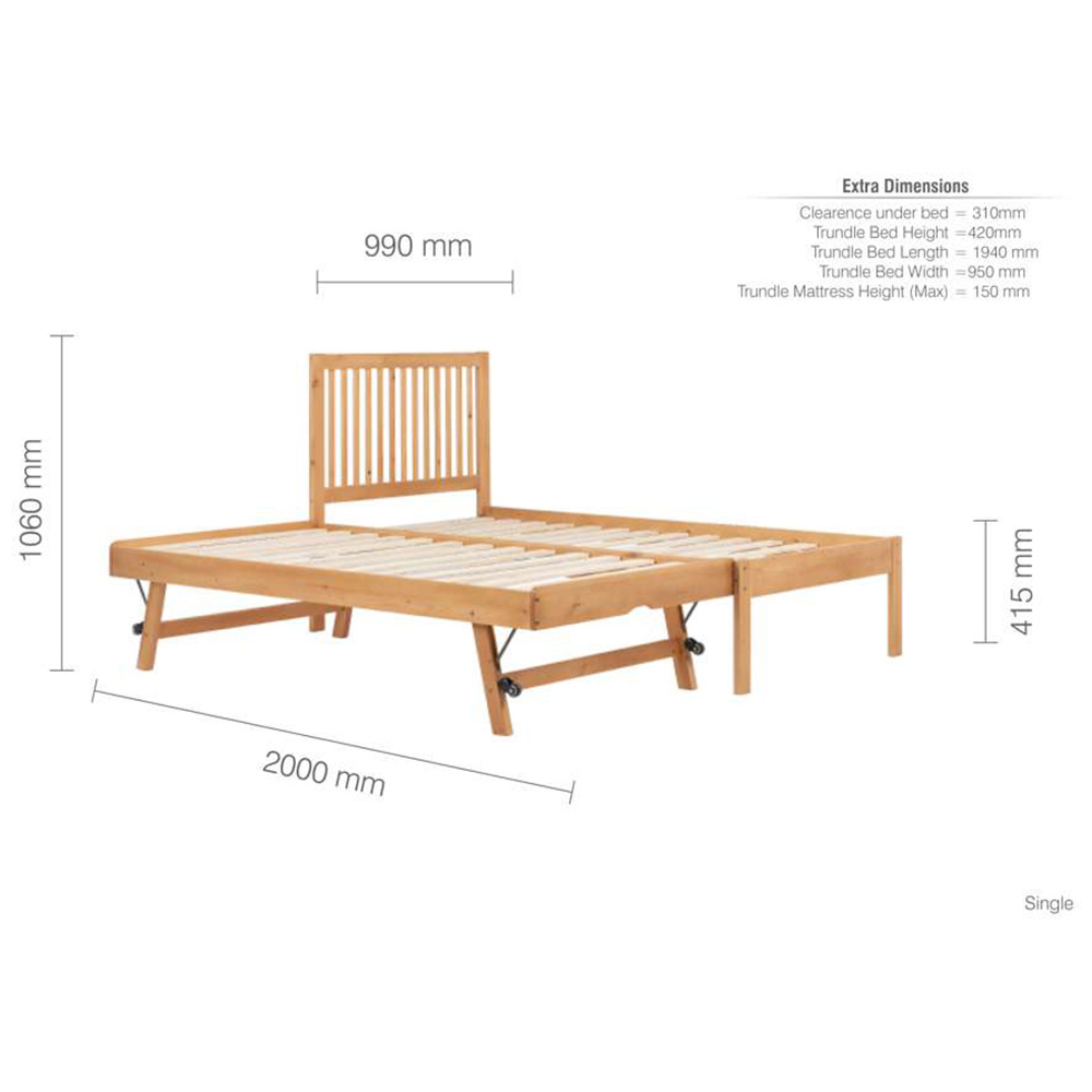 Buxton Honey Pine Guest Bed with Trundle Image 9