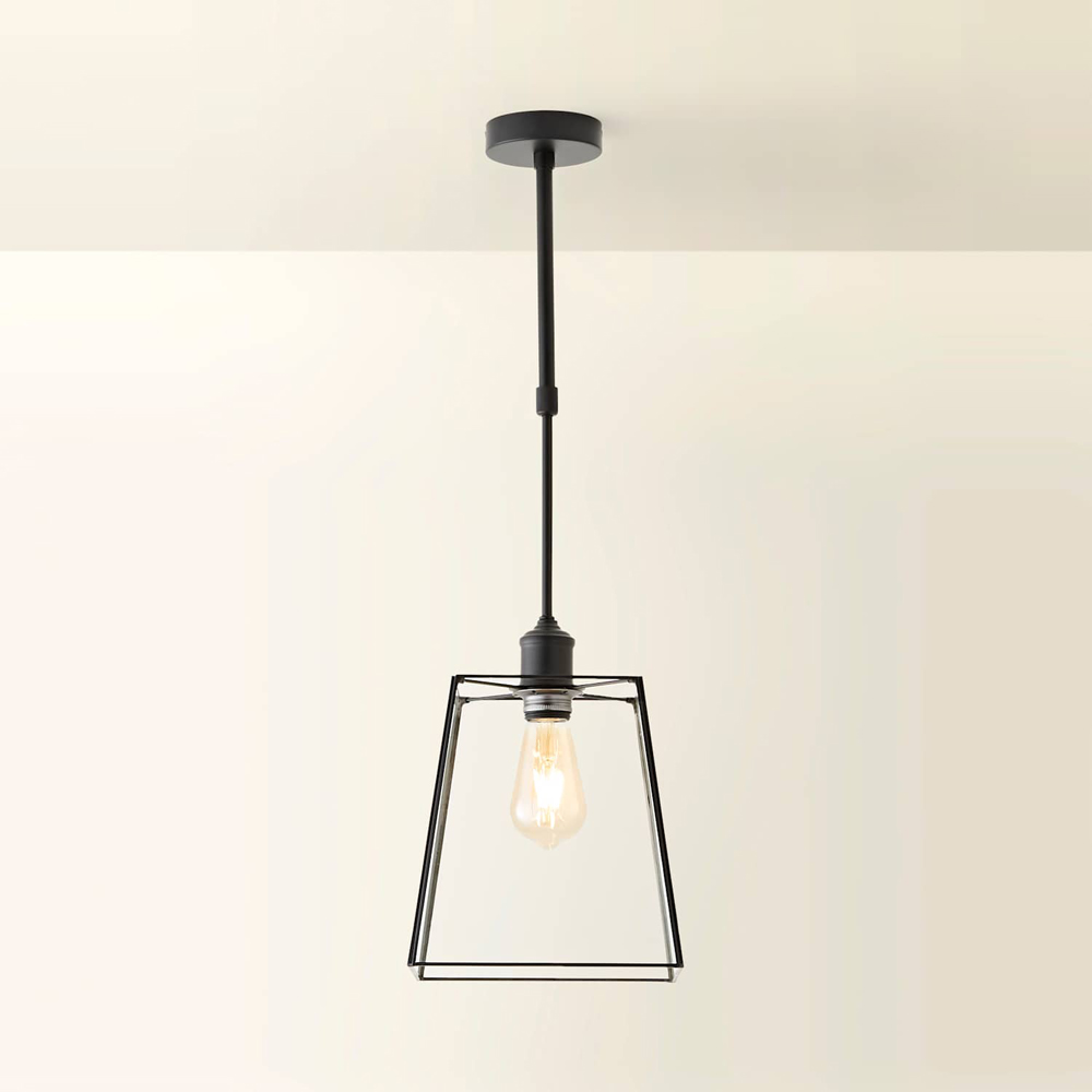 ValueLights Susie Glass Shade Matte Black Adjustable Drop LED Ceiling Pendant Light with Bulb Image 4