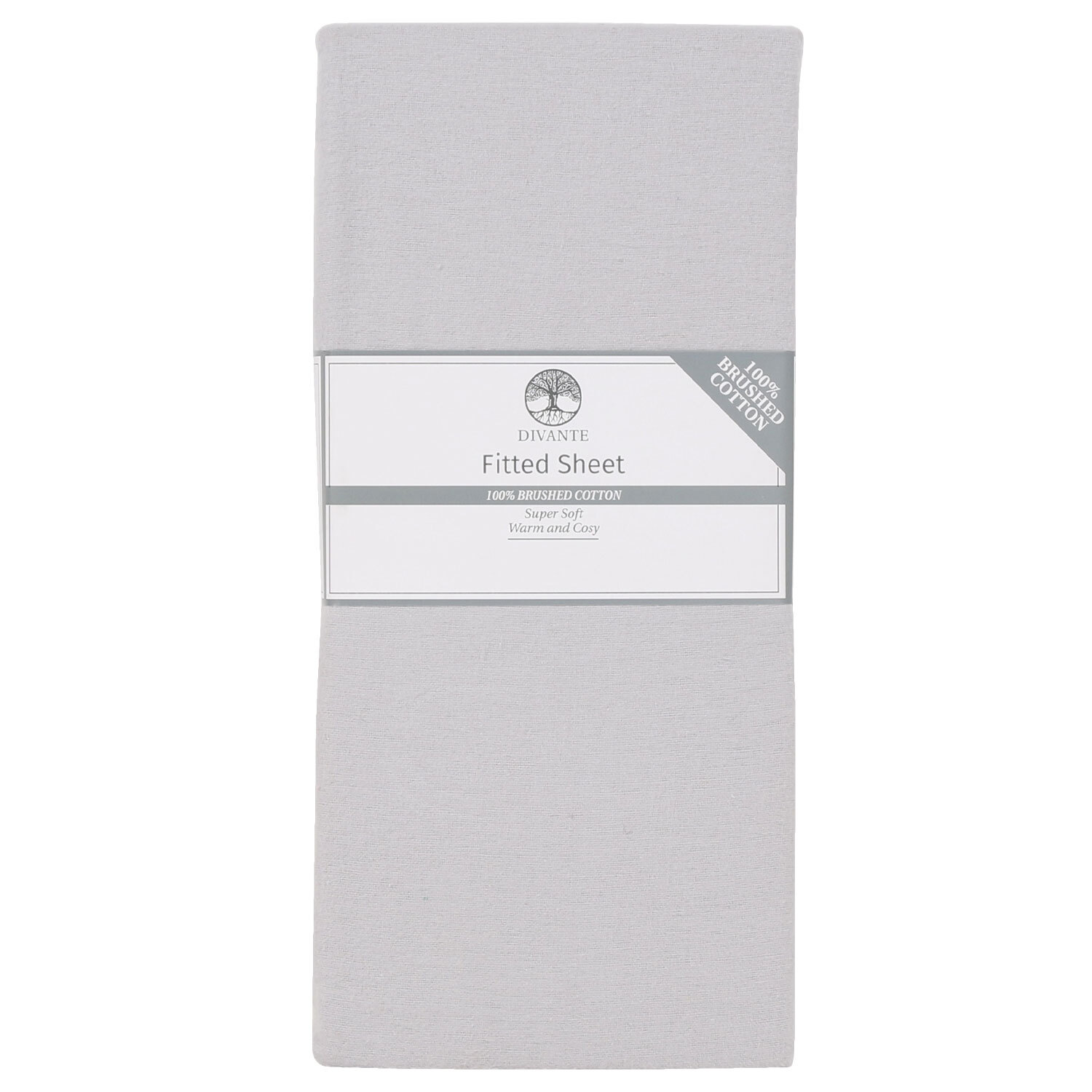 Divante Super king Silver Brushed Cotton Fitted Sheet Image