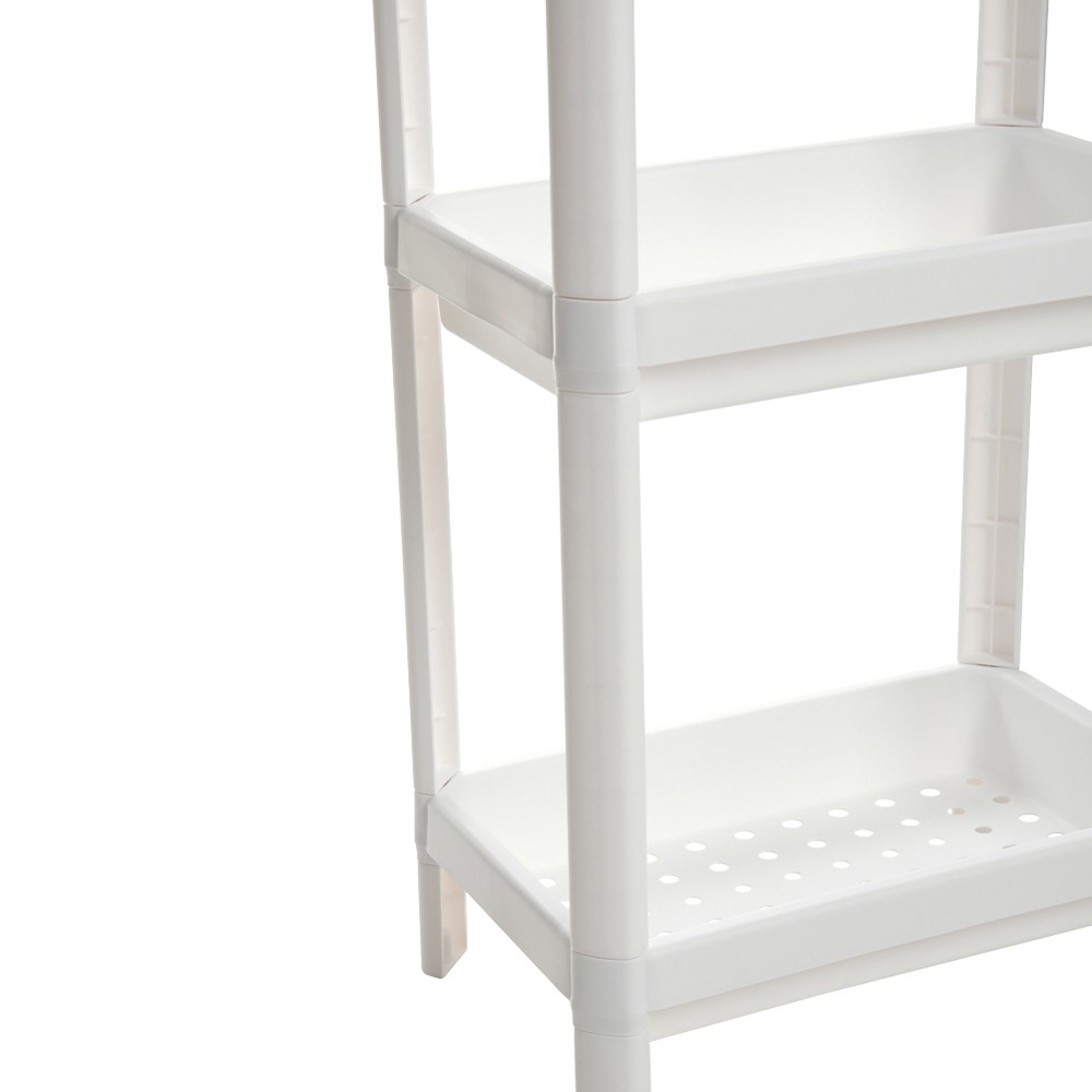 H&O Direct 4 Shelf White Plastic Storage Rack with Drainage Holes Image 5