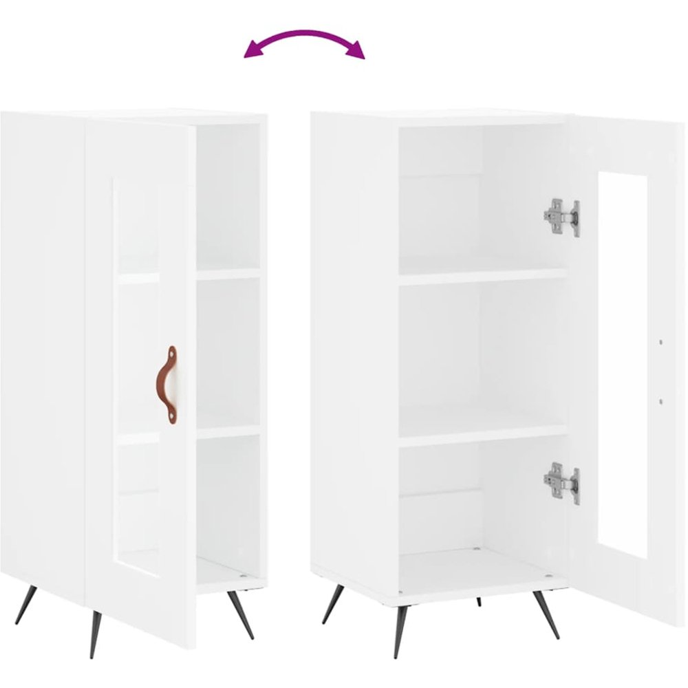 vidaXL Single Glass Door White Sideboard Image 9