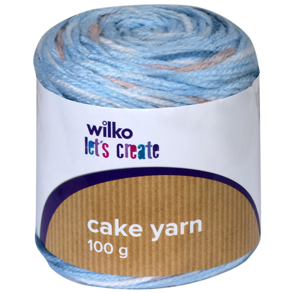 Wilko Wool Cake Blue Mix 100g Image 1