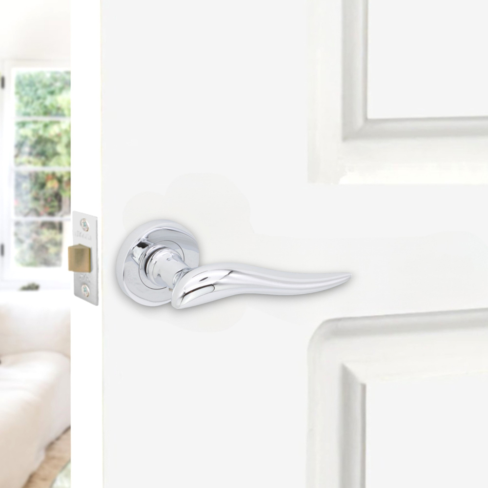 Spira Brass Flavia Polished Chrome Lever Door Handle 2 Pack Image 2