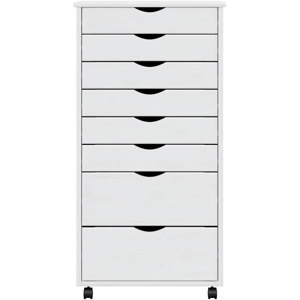 vidaXL Moss 8 Seater White Solid Wood Pine Rolling Cabinet Image 4