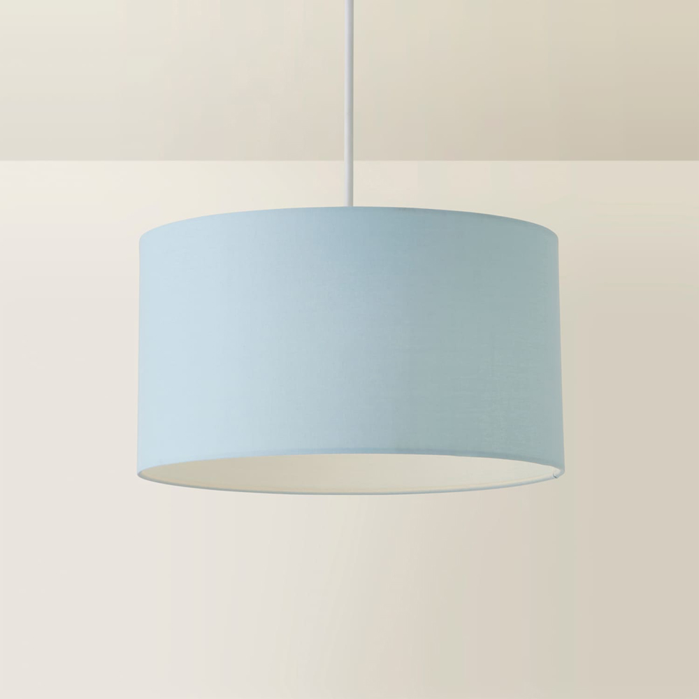 ValueLights Reni Duck Egg Blue Fabric Medium Drum Ceiling Lamp Shade Image 5